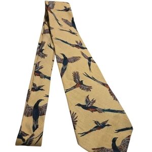 Robert Talboltt Yellow Tie with Bird Pattern